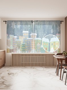 Фототюль JoyArty "Канун Нового Года", 145x180см (2 полотна со шторной лентой + 50 крючков)