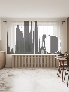 Фототюль JoyArty "Графика Цинциннати" 145x180см (2 полотна со шторной лентой + 50 крючков)