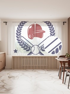 Фототюль JoyArty "Бейсбольный символ", 145x180см (2 полотна с лентой + 50 крючков)