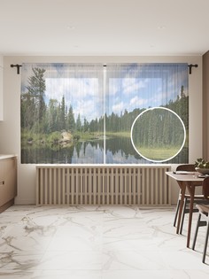 Фототюль JoyArty "Тихое течение реки" 145x180см (2 полотна со шторной лентой + 50 крючков)