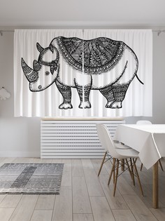 Классические шторы JoyArty "Носорог в попоне", серия Oxford DeLux, 2 полотна 145x180 см