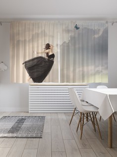 Шторы JoyArty с фотопечатью "Полет бабочки" из сатена, 290х180 см