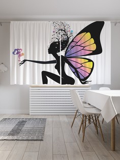 Классические шторы JoyArty "Фея бабочек", серия Oxford DeLux, 2 полотна 145x180 см