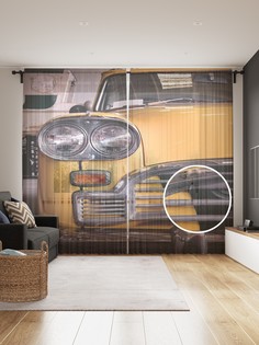 Фототюль JoyArty "Классическое такси" 145x265см (2 полотна со шторной лентой + 50 крючков)