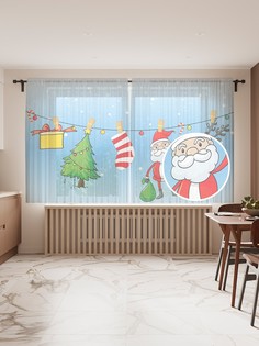 Фототюль JoyArty "Игрушечный Новый Год", 145x180см (2 полотна с лентой + 50 крючков)