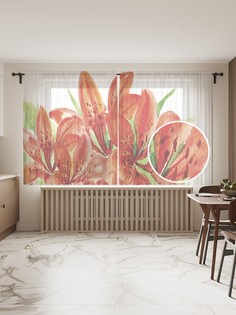 Фототюль JoyArty "Пятнистые цветы", 145x180 см (2 полотна со шторной лентой + 50 крючков)