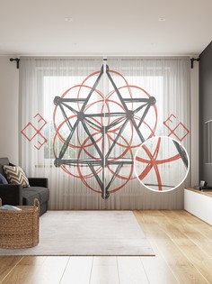 Фототюль JoyArty "Необычная пентаграмма", 145x265см, 2 полотна, лента, 50 крючков