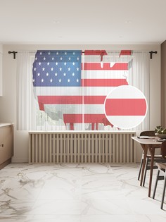 Фототюль JoyArty "Карта США 3Д", 145x180 см (2 полотна со шторной лентой + 50 крючков)
