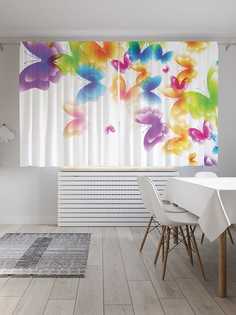 Классические шторы JoyArty "Радуга из бабочек", серия Oxford DeLux, 2 полотна 145x180 см
