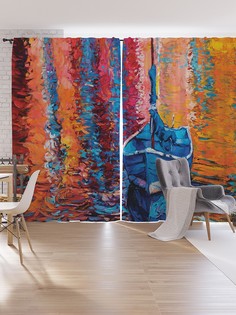 Шторы под лён JoyArty "Забытая лодка", серия Oxford DeLux, 340х265 см