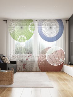 Фототюль JoyArty "Модные зонты", 145x265см (2 полотна со шторной лентой + 50 крючков)