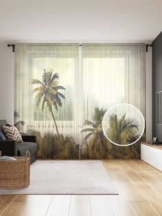 Фототюль JoyArty "Необычная пальма", 145x265см (2 полотна со шторной лентой + 50 крючков)