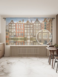 Фототюль JoyArty "Зеркальный квартал", 145x180см (2 полотна с лентой + 50 крючков)