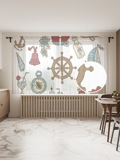 Фототюль JoyArty "Морская атмосфера", 145x180см (2 полотна со шторной лентой + 50 крючков)