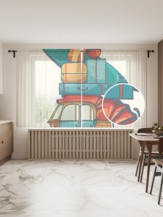 Фототюль JoyArty "На мотороллере к морю" 145x180см, 2 полотна, лента, 50 крючков
