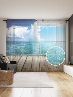 Фототюль JoyArty "Морская облачность", 145x265см, 2 полотна, лента, 50 крючков
