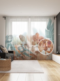 Фототюль JoyArty "Необычные орхидеи", 145x265см (2 полотна со шторной лентой + 50 крючков)