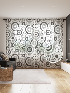 Фототюль JoyArty "Психоделические круги" 145x265см, 2 полотна, лента, 50 крючков