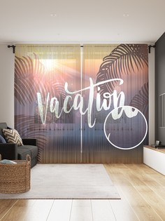 Фототюль JoyArty "Счастливый отпуск", 145x265см (2 полотна со шторной лентой + 50 крючков)