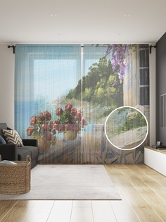 Фототюль JoyArty "Качалка у моря", 145x265см (2 полотна со шторной лентой + 50 крючков)