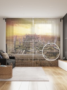 Фототюль JoyArty "Поломанный мост", 145x265см (2 полотна со шторной лентой + 50 крючков)