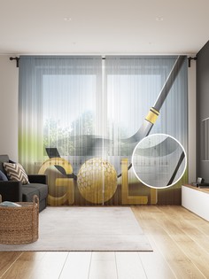 Фототюль JoyArty "Игра в гольф", 145x265см (2 полотна со шторной лентой + 50 крючков)