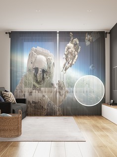Фототюль JoyArty "Открытый космос", 145x265см (2 полотна со шторной лентой + 50 крючков)