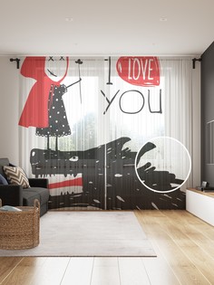 Фототюль JoyArty "Влюбленная Красная шапочка", 145x265см, 2 полотна, лента, 50 крючков