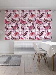 Классические шторы JoyArty "Розовые бабочки", серия Oxford DeLux, 2 полотна 145x180 см