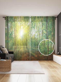 Фототюль JoyArty "Лесные лучи", 145x265см (2 полотна со шторной лентой + 50 крючков)