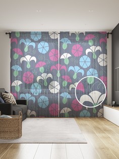 Фототюль JoyArty "Зонтичные цветы", 145x265см (2 полотна со шторной лентой + 50 крючков)