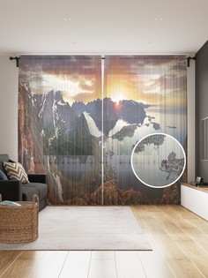 Фототюль JoyArty "Горные чудеса", 145x265см (2 полотна со шторной лентой + 50 крючков)