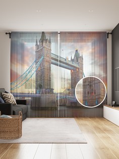 Фототюль JoyArty "Британский мост", 145x265см (2 полотна со шторной лентой + 50 крючков)