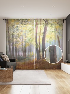 Фототюль JoyArty "Домой через лес", 145x265см (2 полотна со шторной лентой + 50 крючков)