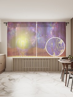 Фототюль JoyArty "Сияние над пирамидами" 145x180см, 2 полотна, лента, 50 крючков