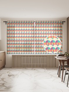 Фототюль JoyArty "Геометрический орнамент ретро" 145x180см, 2 полотна, лента, 50 крючков