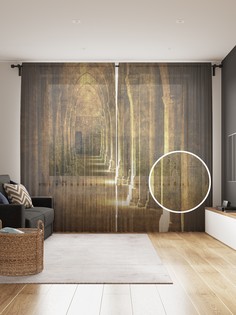 Фототюль JoyArty "Коридор с колоннами", 145x265см, 2 полотна, лента, 50 крючков