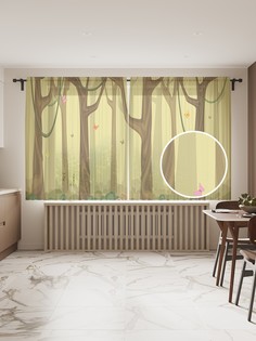 Фототюль JoyArty "Бабочки в лесу", 145x180 см (2 полотна со шторной лентой + 50 крючков)