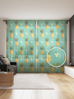 Фототюль JoyArty "Ананас и треугольник", 145x265см, 2 полотна, лента, 50 крючков