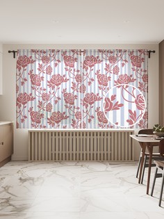 Фототюль JoyArty "Нежность роз", 145x180 см (2 полотна со шторной лентой + 50 крючков)