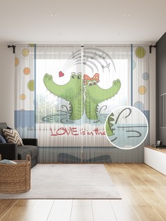 Фототюль JoyArty "Влюбленные крокодилы", 145x265см, 2 полотна, лента, 50 крючков