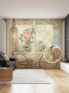 Фототюль JoyArty "Открытка из Лондона" 145x265см, 2 полотна, лента, 50 крючков