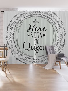 Шторы под лён JoyArty "Here sits the queen", серия Oxford DeLux, 340х265 см