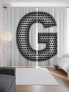 Шторы JoyArty с фотопечатью "Алюминиевая g" из сатена, 290х265 см