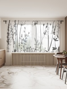 Фототюль JoyArty "Монохромная флора", 145x180см (2 полотна со шторной лентой + 50 крючков)