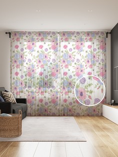 Фототюль JoyArty "Букетики с розами", 145x265см (2 полотна со шторной лентой + 50 крючков)