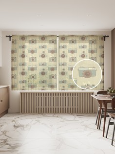 Фототюль JoyArty "Фотоаппарат со вспышкой" 145x180см, 2 полотна, лента, 50 крючков