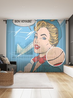 Фототюль JoyArty "Желаю хорошей поездки" 145x265см, 2 полотна, лента, 50 крючков