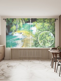 Фототюль JoyArty "Речные пороги", 145x180 см (2 полотна со шторной лентой + 50 крючков)