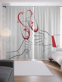 Шторы JoyArty с фотопечатью "Брызги вина" из сатена, 290х265 см